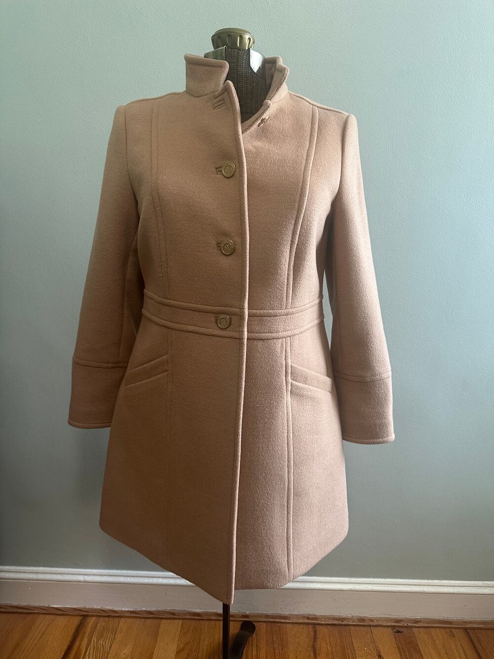 NWT Talbots tan wool blend peacoat size 8P
